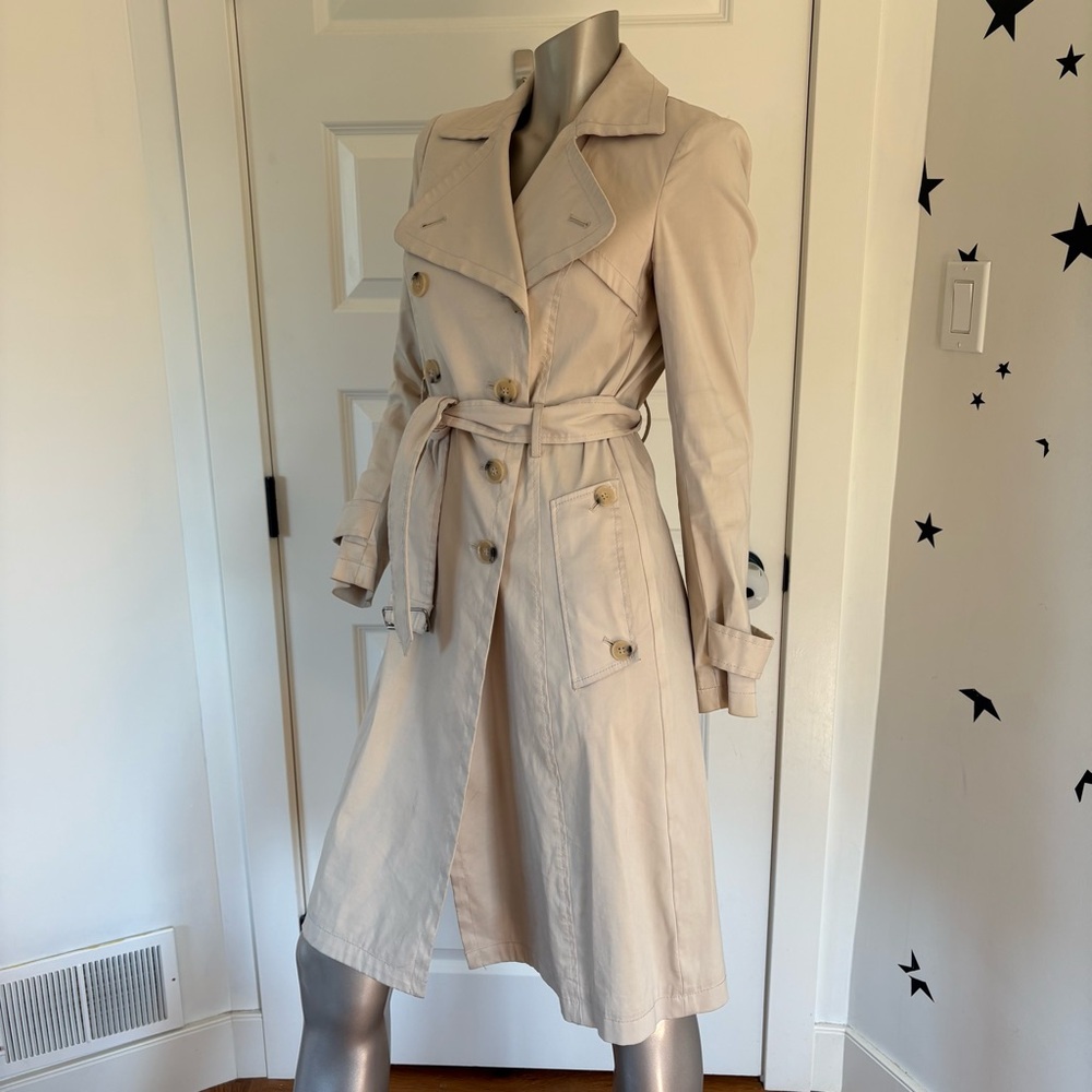 Theory Daye Tan Double Breasted Trench Coat Size Small - Picture 5 of 10